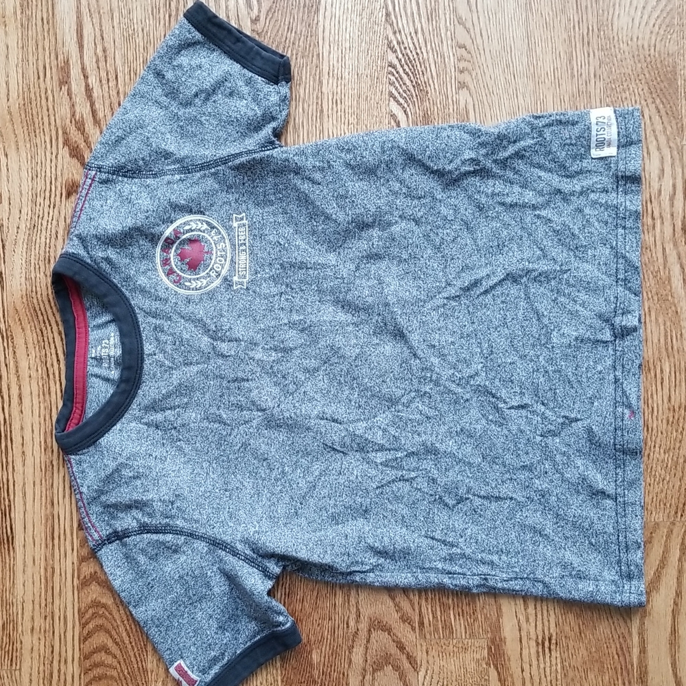 (M) Roots Canada Collection Kids Heathered Grey T-Shirt Made in Canada